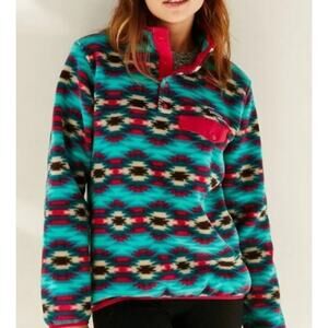 Patagonia Synchilla Snap-T Fleece Pullover Southwest Aztec Geometric Teal, XS